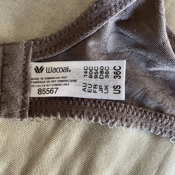 Wacoal Greige Floral Lace Unlined Underwire Awareness Bra 85567 Size 36C - Picture 5 of 5